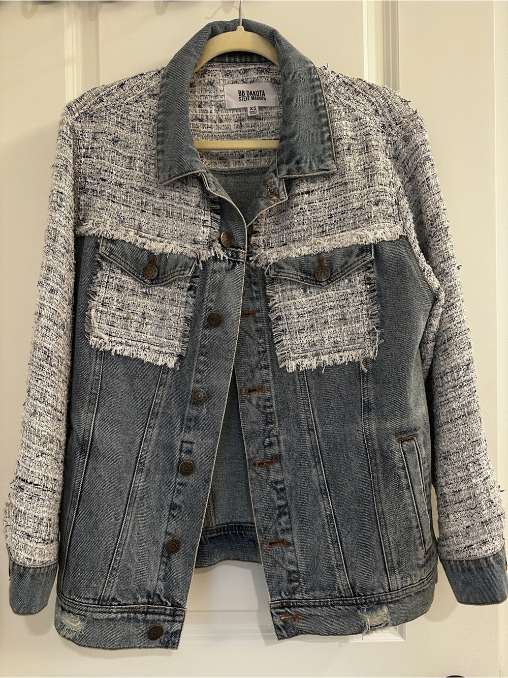 BB Dakota/Steve Madden women’s tweed jean jacket